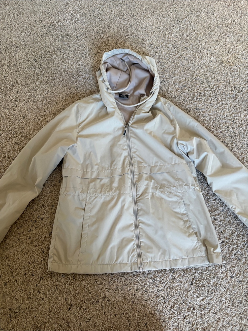 Light Beige Hooded Windbreaker Jacket